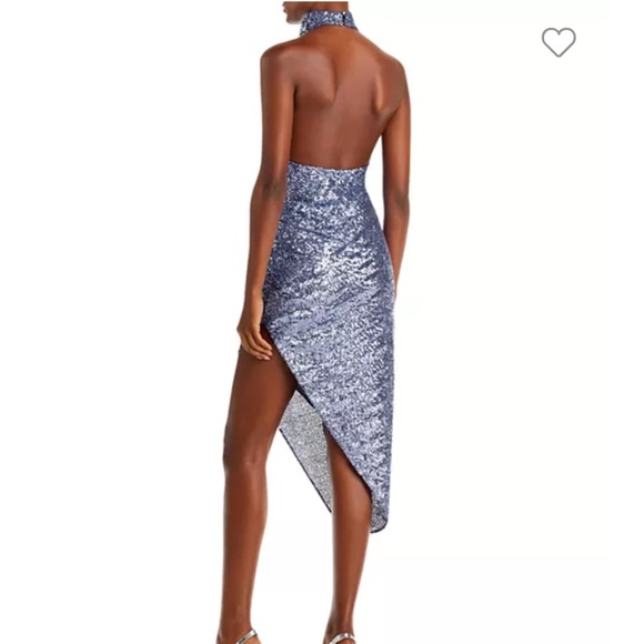 Amanda Uprichard Samba Sequin Halter Midi Dress Gown Medium - Picture 3 of 15